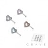 12PCS OF CZ PAVED HEART 316L SURGICAL STEEL BONE NOSE STUD BOX